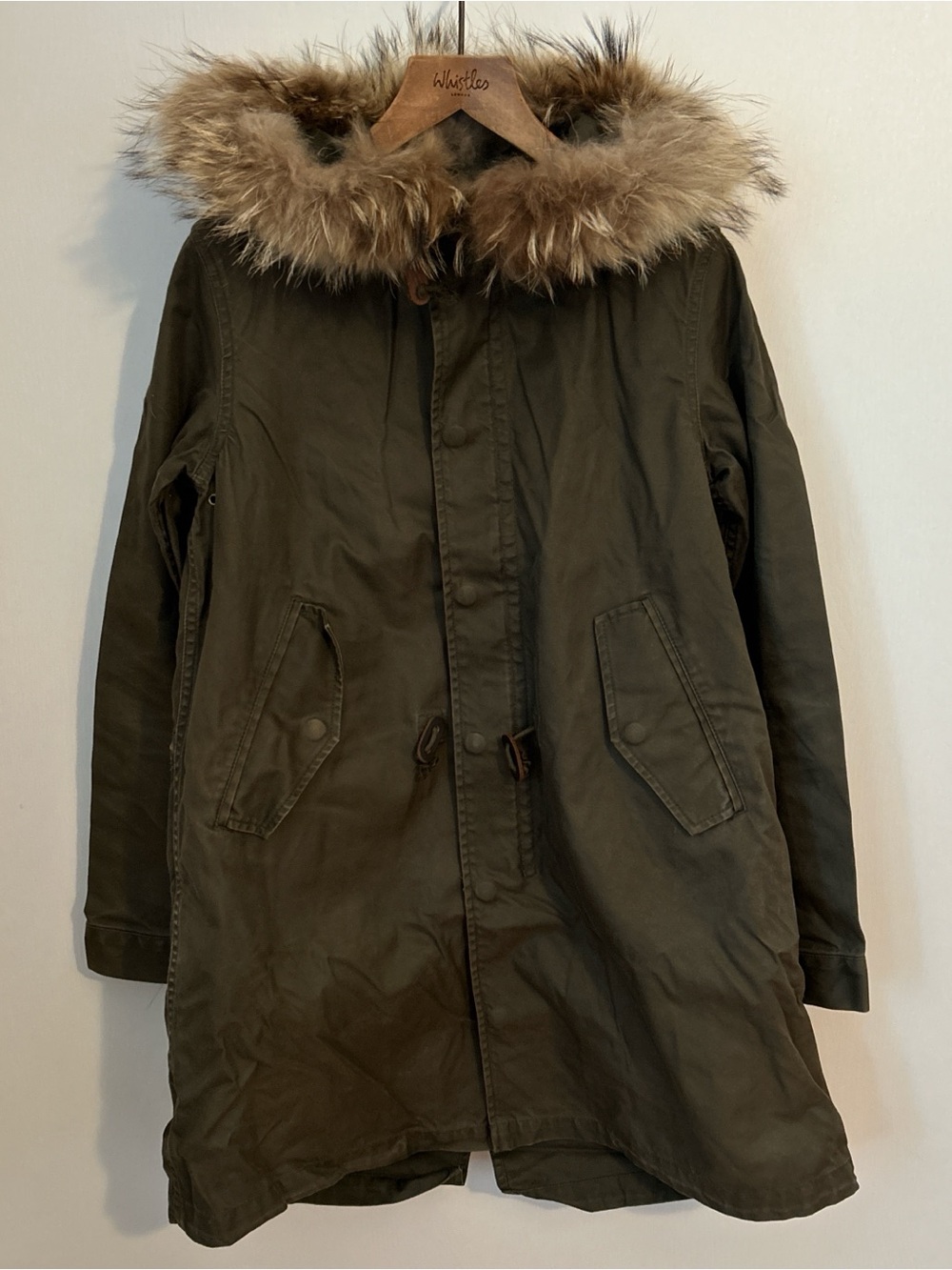 Olive Green Utility Parka Jacket with Faux Fur Hood